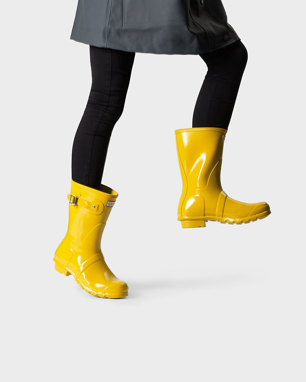 Womens Hunter Original Gloss - Short Rain Boots Yellow - 8231-VLCBA